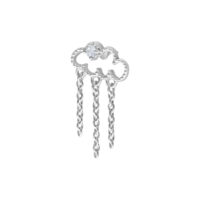 Embout nuage argenté avec chaînes pour Bioplast Embout en métal argenté en forme de nuage avec chaînes et cristal sur fond blanc