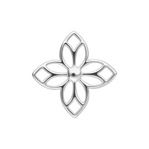 Embout floral argenté pour piercings avec design symétrique sur fond blanc