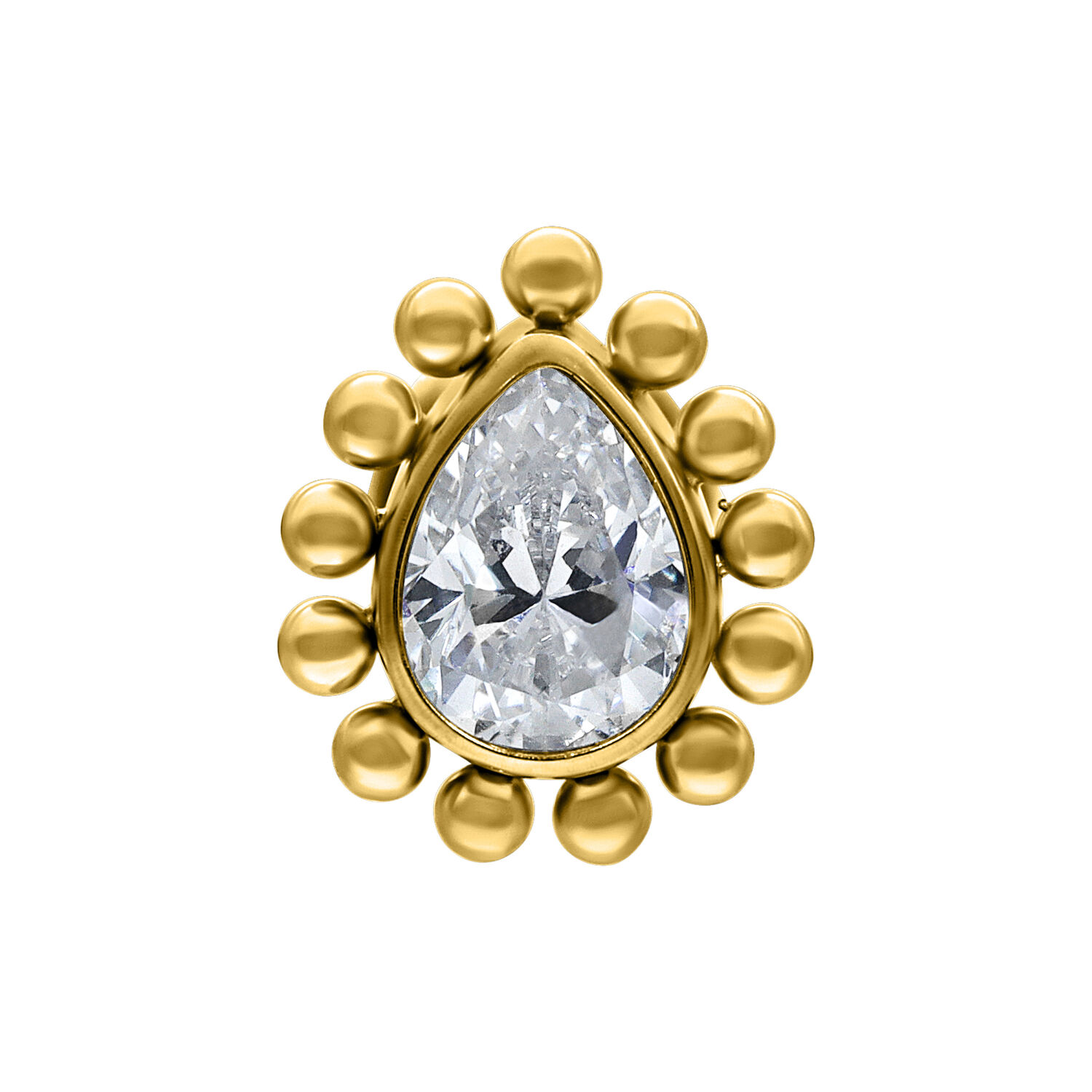 Embout Goutte de Cristal Push Fit Doré Embout goutte de cristal doré avec cristal clair scintillant sur fond blanc