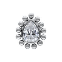 Embout goutte cristallin pour Push Fit Goutte cristalline scintillante dans un sertissage en titane argenté