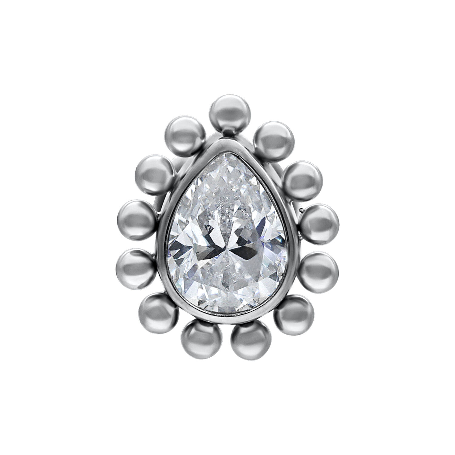 Embout goutte cristallin pour Push Fit Goutte cristalline scintillante dans un sertissage en titane argenté