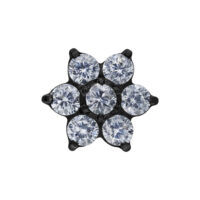 Embout Fleur en Cristal Noir Push Fit Embout fleur noir avec cristaux clairs sur fond blanc