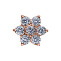 Poussoir Fleur Cristal Or Rose Embout poussoir en or rose en forme de fleur avec cristaux clairs