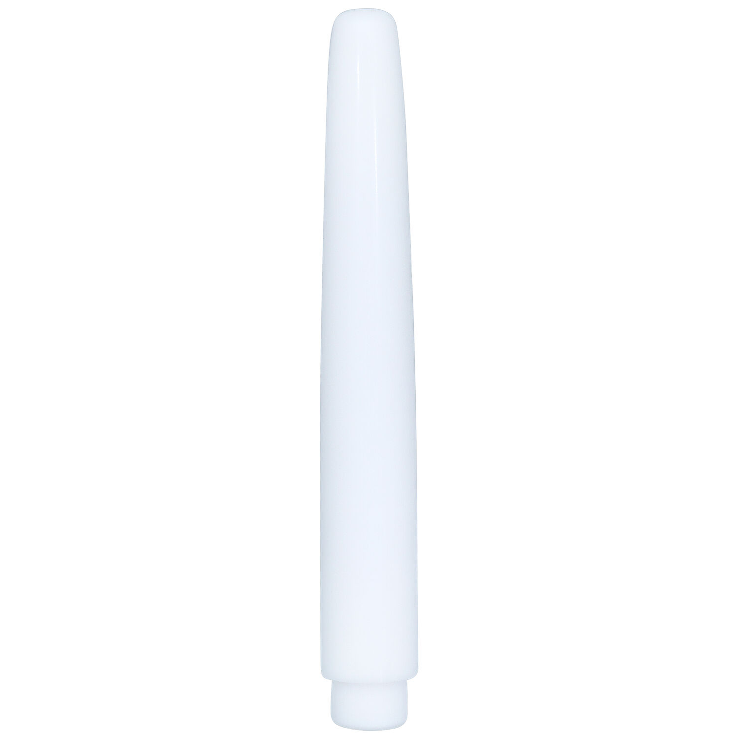 Écarteur PTFE pour filetage interne, 90mm Écarteur PTFE blanc pour piercings d'oreille sur fond blanc