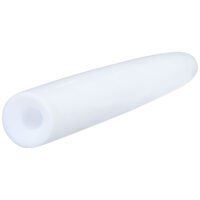Écarteur en PTFE blanc pour piercings d'oreille Écarteur en PTFE blanc, lisse, avec des extrémités arrondies sur fond blanc