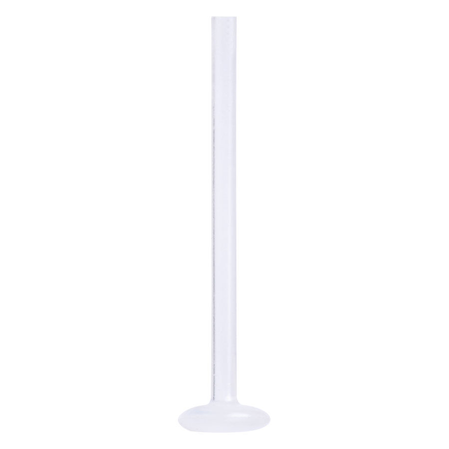 Labret en PTFE sans filetage 18mm Labret en PTFE transparent avec base plate sur fond blanc