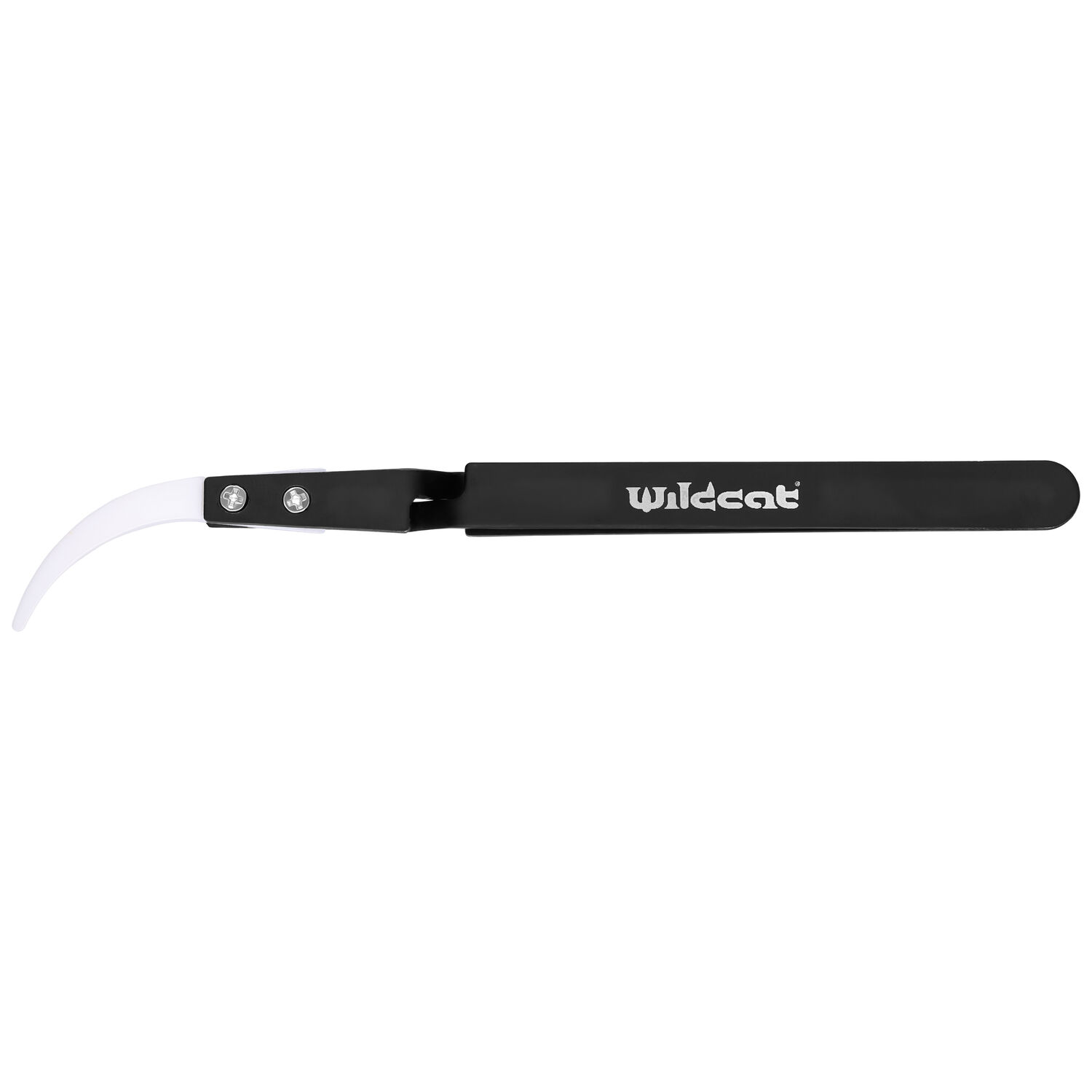 Pince à bijoux courbée avec pointe en céramique Pince à bijoux noire courbée avec pointe en céramique blanche sur fond blanc