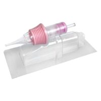 Cartouche Premium PMU Medium Taper 20 pcs Cartouche PMU rose et transparente sur fond blanc