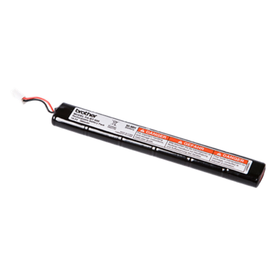Batterie Ni-MH Brother pour imprimante thermique Longue batterie noire Ni-MH pour imprimante thermique Brother sur fond blanc