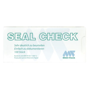 Boîte blanche Seal Check de Medi Pack avec texte et logo
