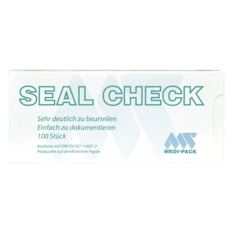 Bandelettes de contrôle de stérilisation Seal Check Boîte blanche Seal Check de Medi Pack avec texte et logo