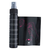 Wildcat Piercingspray Set 60ml avec guide Flacon de piercingspray et guide avec dessin sur fond blanc