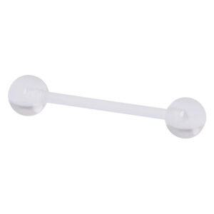Barbell transparent avec deux boules en PTFE sur fond blanc