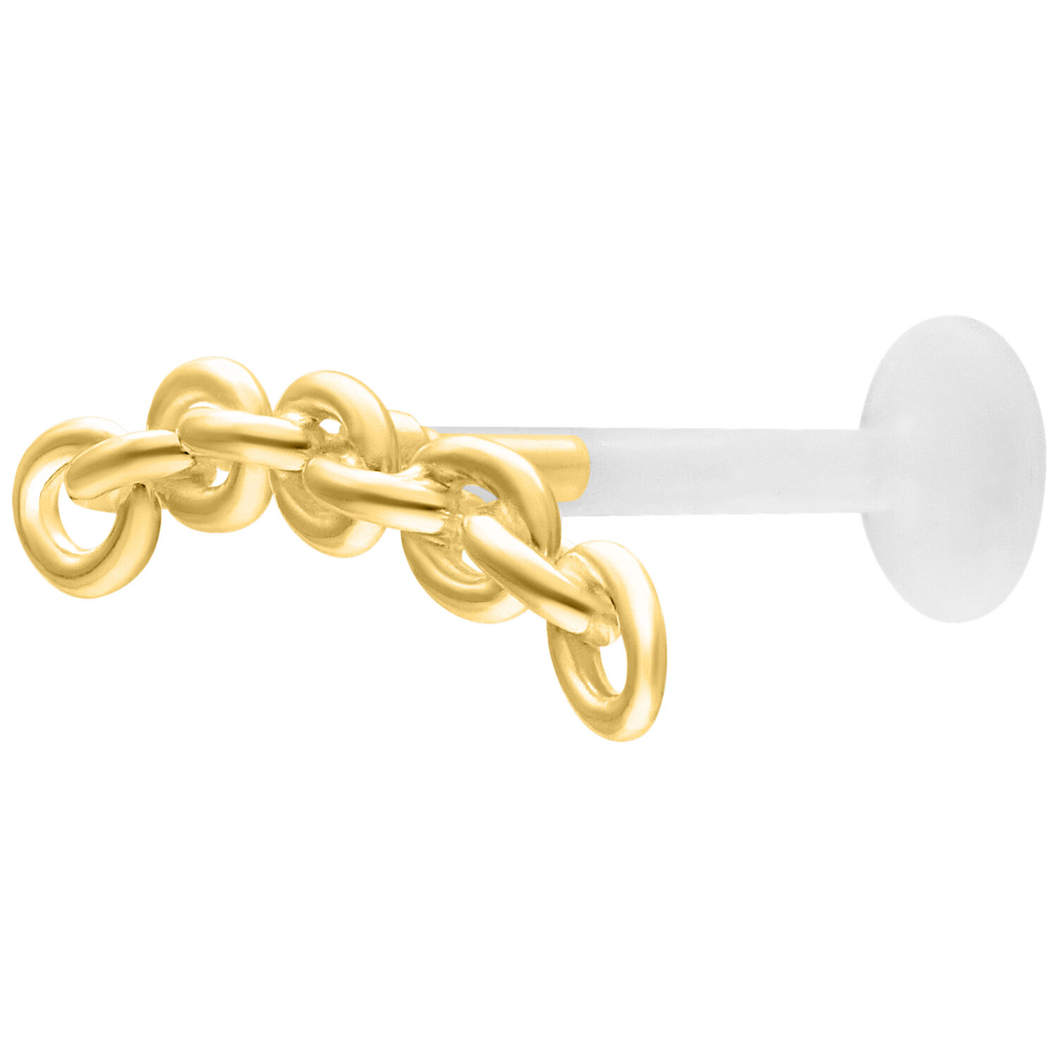 Labret doré avec chaîne d'ancre sur fond blanc, 5,0 mm