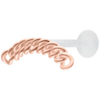 Chunky Chain Push Fit Labret en or rose 5,0 mm Chunky Chain Push Fit Labret en or rose avec une taille de plaque de 5,0 mm sur fond blanc