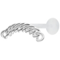 Labret à chaîne épaisse argenté Labret argenté avec un design de chaîne massive sur fond blanc