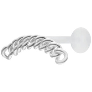 Labret argenté avec un design de chaîne massive sur fond blanc