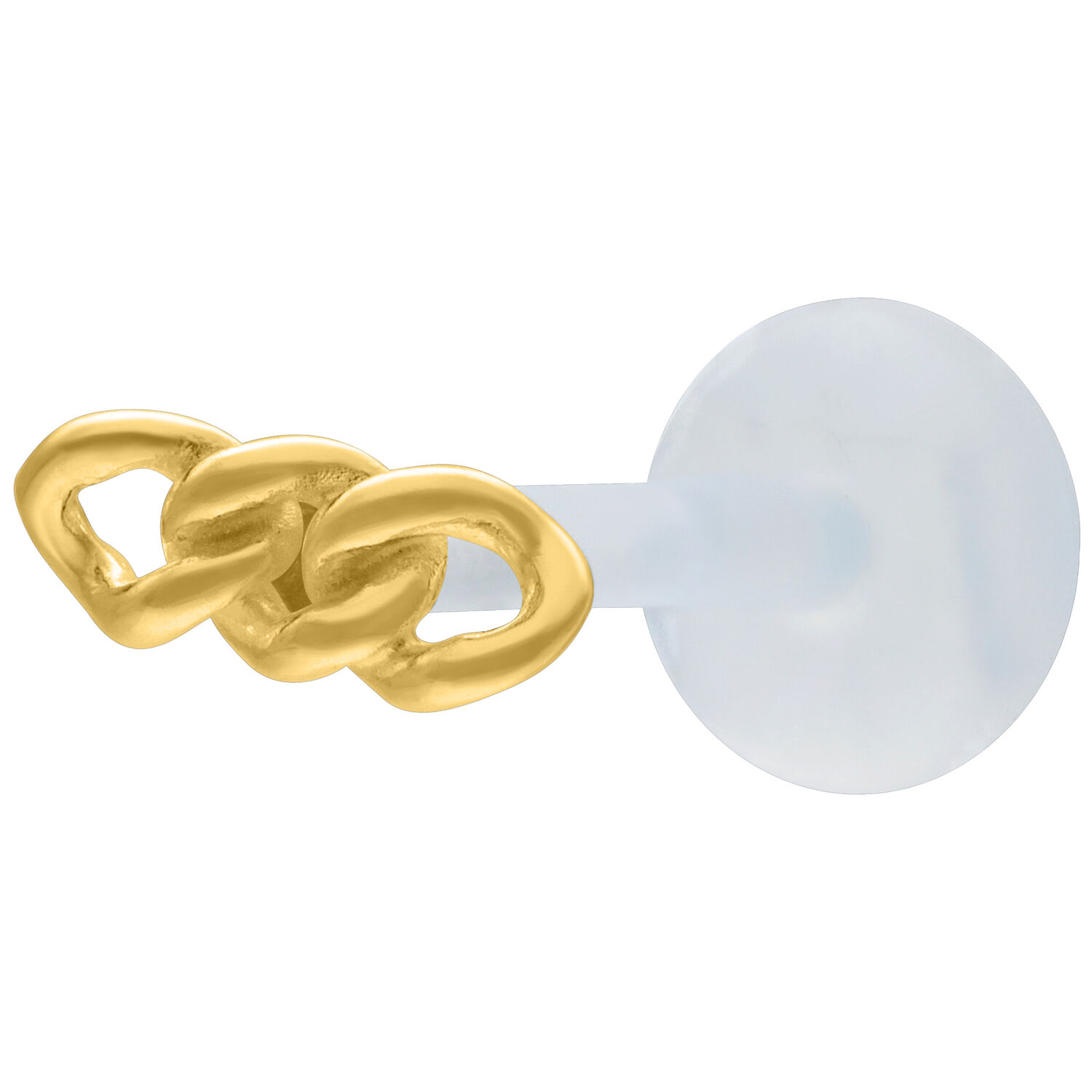 Labret doré avec design chaîne sur fond blanc