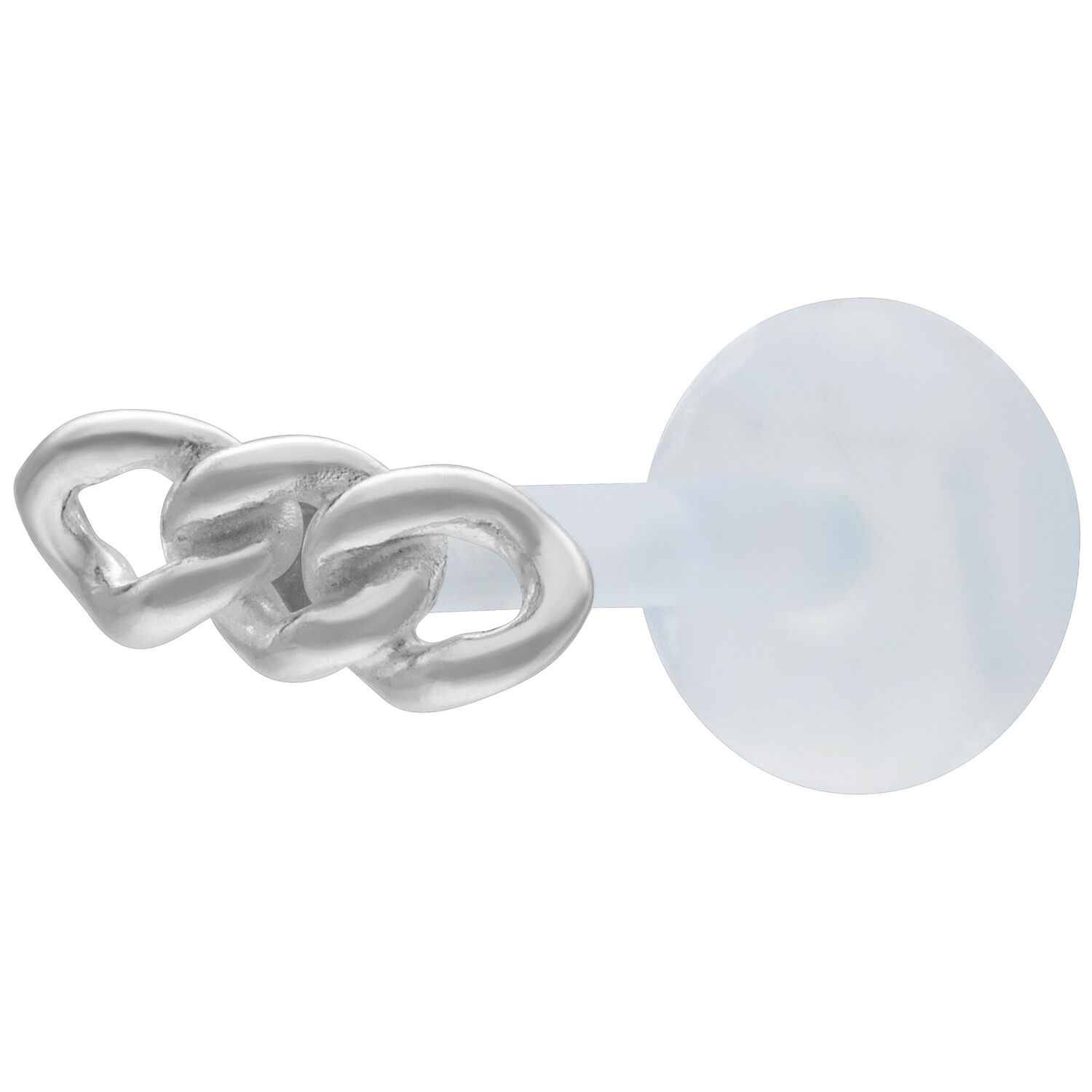 Labret argenté avec design de chaîne épaisse sur fond clair