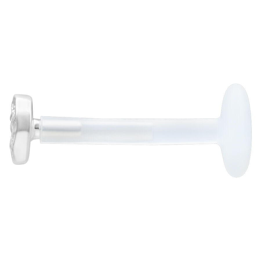 Labret en argent avec embout martelé Labret en argent avec embout martelé sur fond blanc