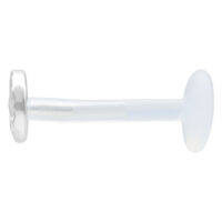 Labret en argent avec embout martelé Labret en argent avec embout rond martelé sur fond blanc