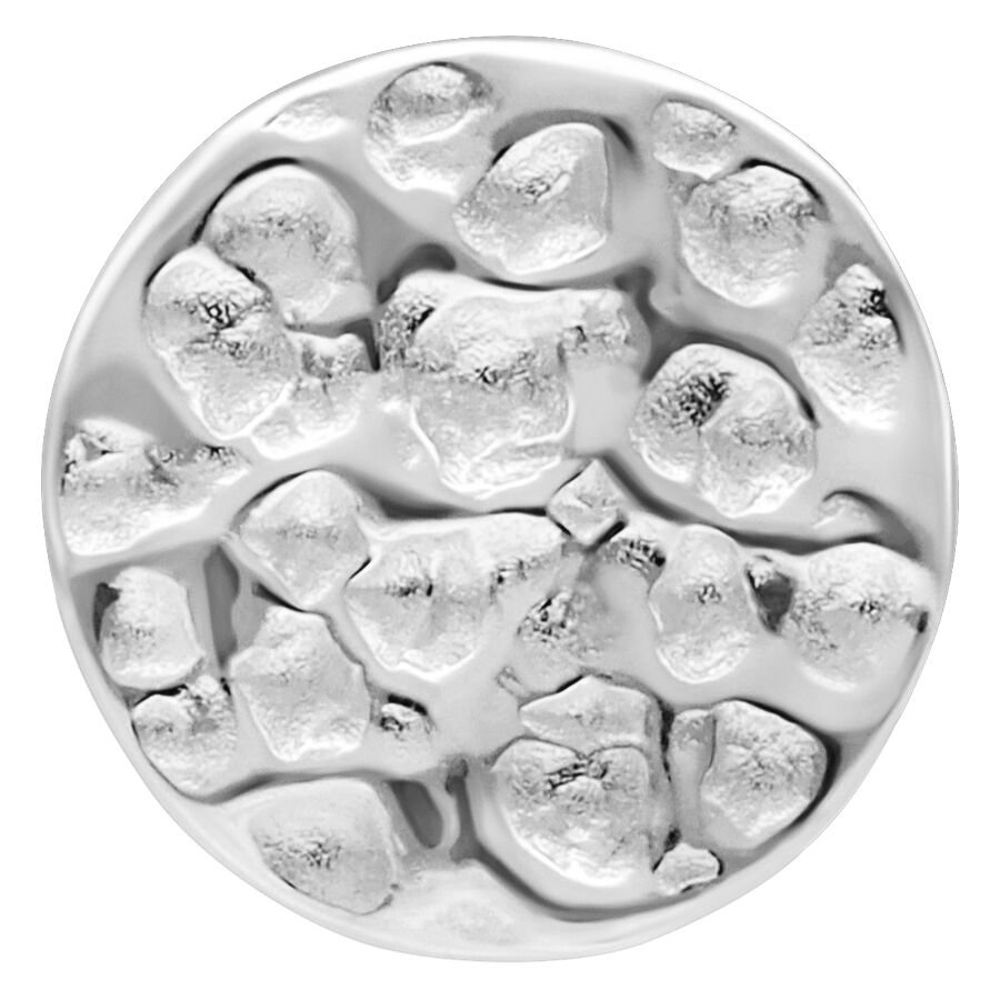 Embout de labret rond et martelé en argent sur fond blanc