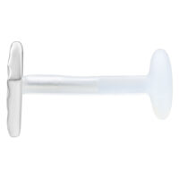 Labret Rhombus argenté avec Push Fit, longueur 11 mm, sur fond blanc