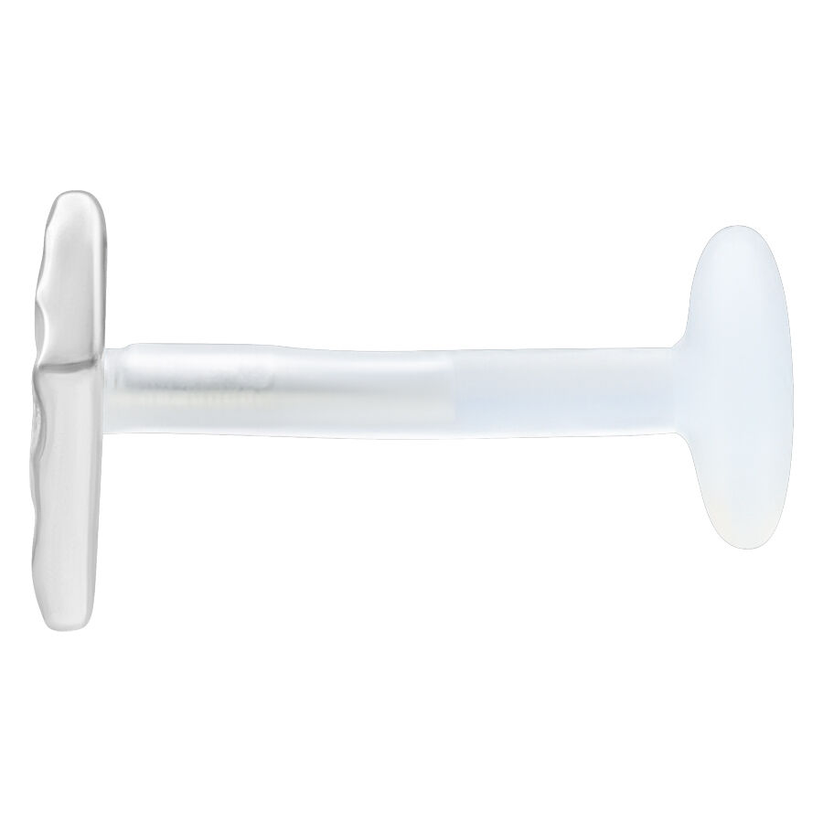 Labret Rhombus argenté avec Push Fit, longueur 11 mm, sur fond blanc