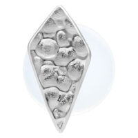 Labret rhombus en argent avec design martelé sur fond blanc