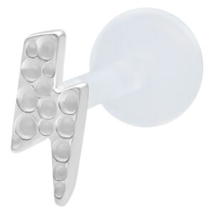 Labret en argent avec design de foudre sur fond blanc