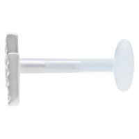 Labret Push Fit argenté 11,0 mm Labret argenté avec mécanisme Push Fit, longueur 11,0 mm, sur fond blanc
