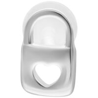 Labret Push Fit argenté 5,0 mm Labret argenté avec design en forme de cœur sur fond blanc