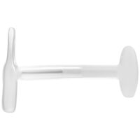 Labret Push Fit 5,0 mm en argent Labret piercing argenté avec Push Fit et plaque de 5,0 mm sur fond blanc