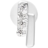 Labret double barre en cristal argenté 5,0 mm Labret argenté avec double barre en cristal sur fond blanc