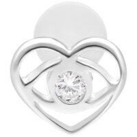 Labret cœur argenté avec cristal Labret cœur argenté avec cristal scintillant sur fond blanc