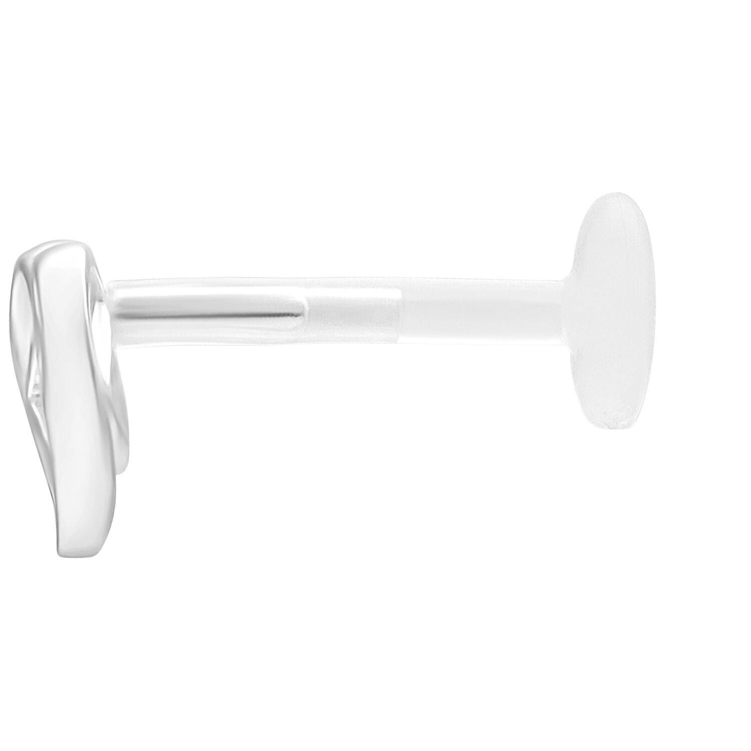 Piercing Labret Push Fit Argent en Vue Latérale Piercing Labret argent avec Push Fit sur fond blanc