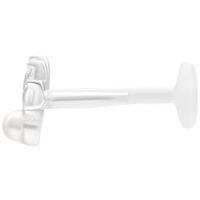 Labret Push Fit Pearl Peacock Argent 5mm Labret argenté avec embout perlé sur fond blanc