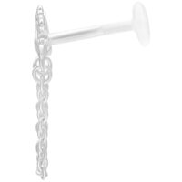 Labret en cristal argenté avec détail de chaîne, 5 mm Labret argenté avec cristal et détail de chaîne sur fond blanc
