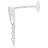 Labret Push Fit Linda argenté, 5 mm Labret argenté avec Push Fit et plaque de 5 mm sur fond blanc