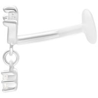 Labret Push Fit Lotus Argenté 5 mm Labret argenté avec Push Fit, 5 mm de long, sur fond blanc