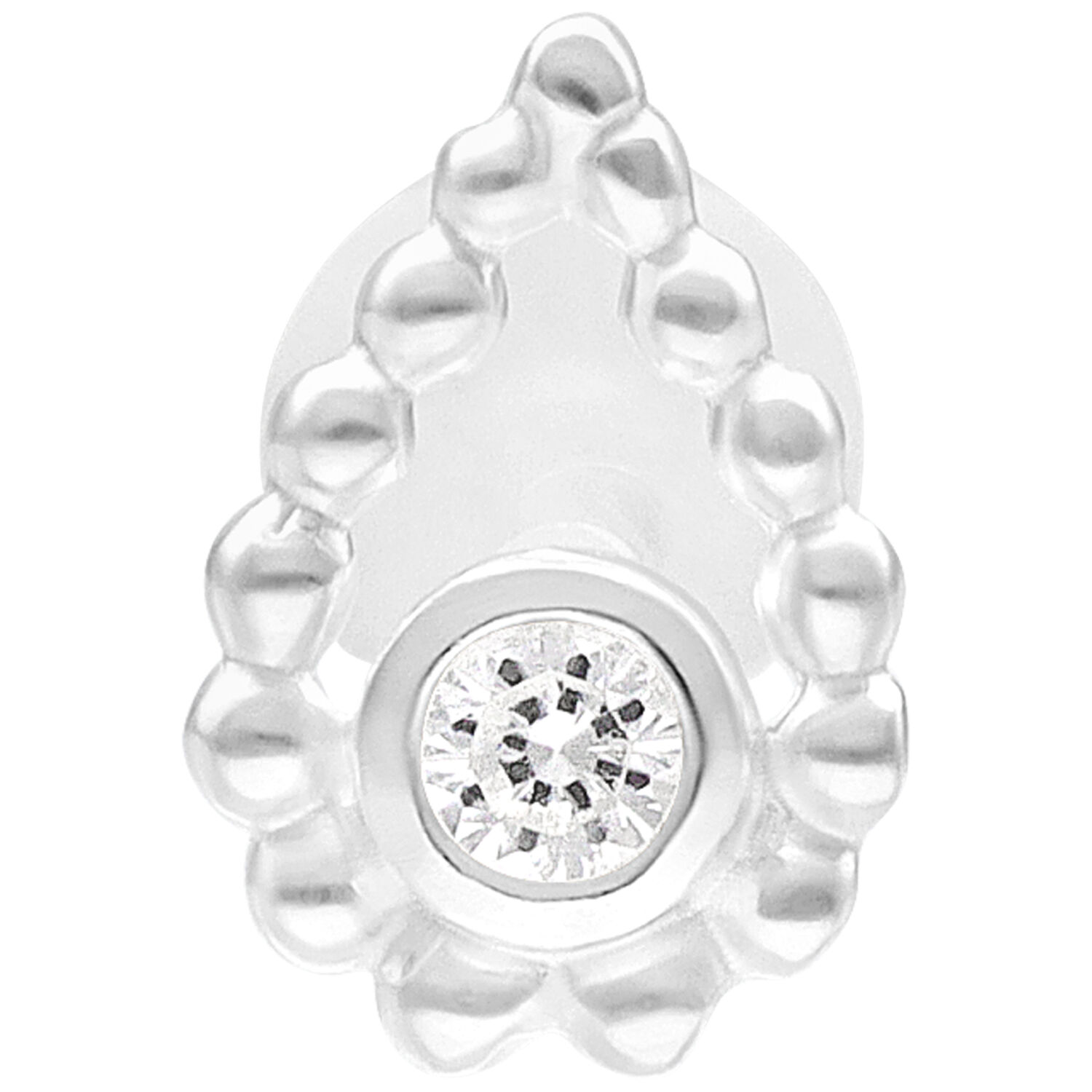 Bead Drop Push Fit Labret 5mm Argent Bead Drop Push Fit Labret argenté de 5 mm sur fond blanc