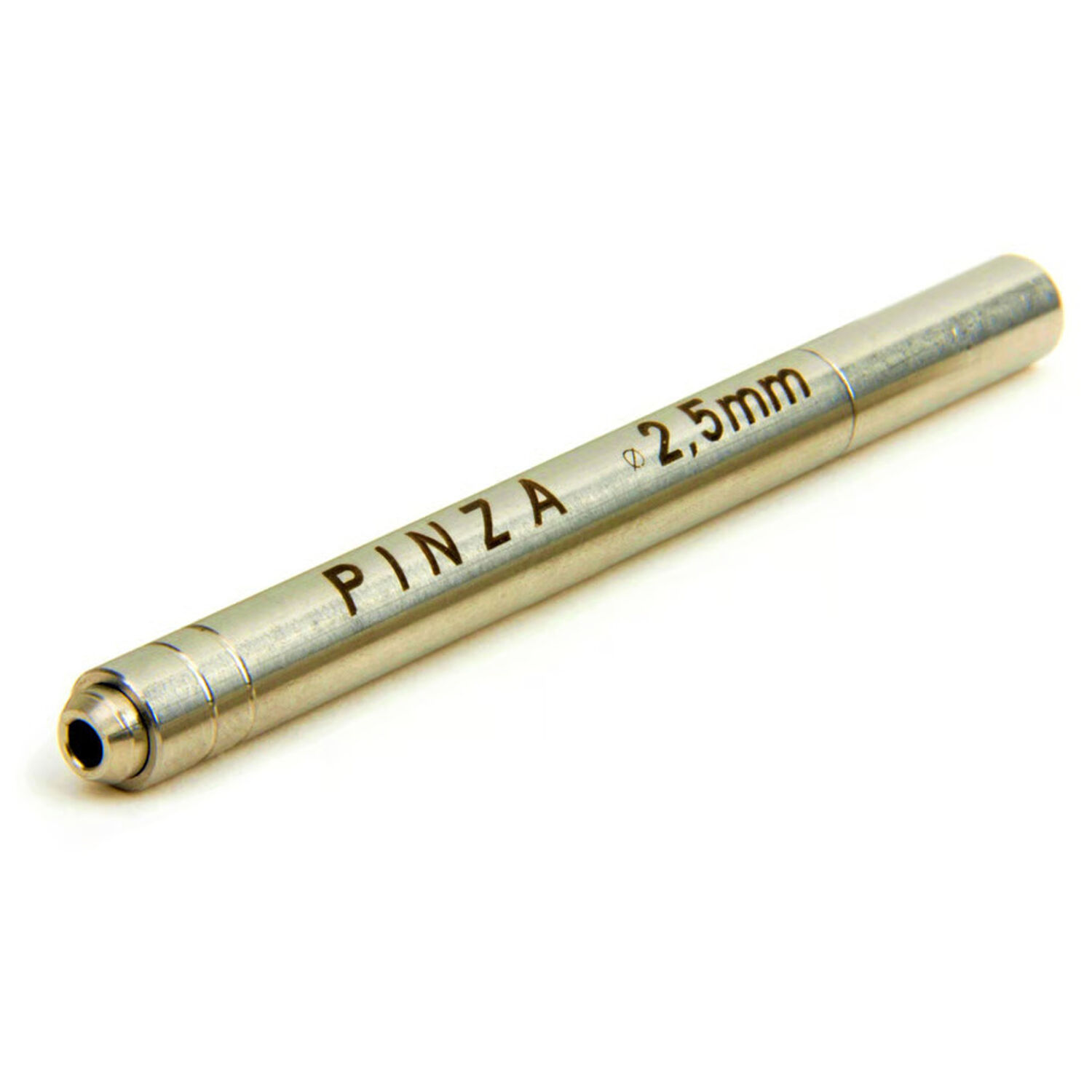 Support à billes pour billes de 2,5 mm en acier inoxydable Support à billes argenté pour billes de 2,5 mm sur fond blanc