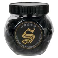 Manchons jetables noirs en verre Bocal en verre rond avec manchons jetables noirs et couvercle noir