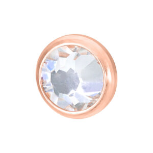 Embout en titane rose avec cristal clair sur fond blanc