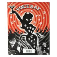 Poster noir et rouge de Vince Ray avec figure de diable et musiciens squelettes