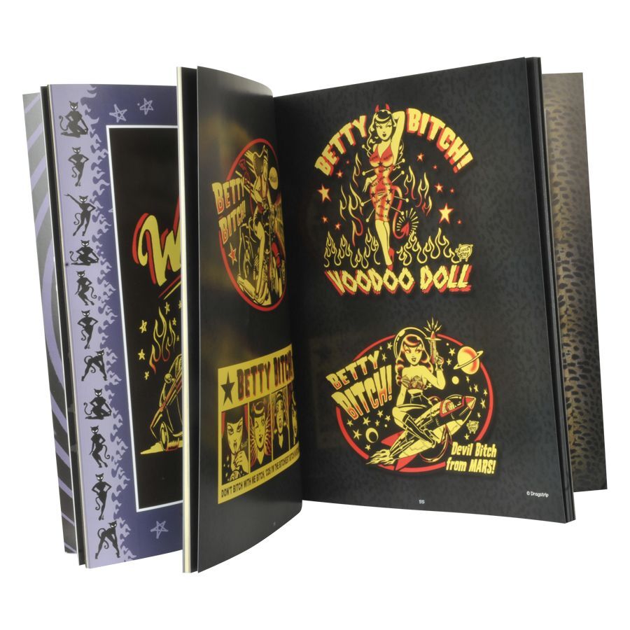 Livre ouvert avec des illustrations colorées de Rock'n'Roll et de Voodoo
