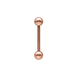 Barbell en or rose avec filetage externe sur fond blanc