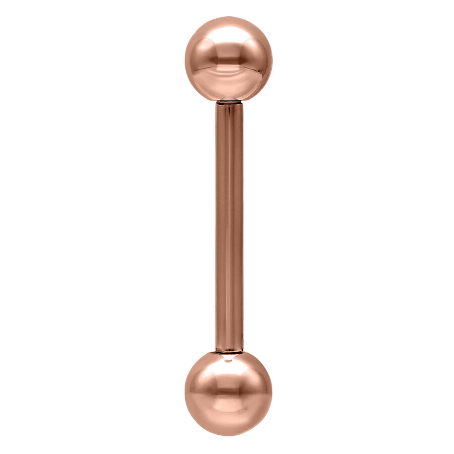 Barbell Piercing en or rose Barbell Piercing en or rose en acier chirurgical sur fond blanc