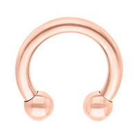 Barbell circulaire en titane rose doré Barbell circulaire en titane couleur rose doré sur fond blanc