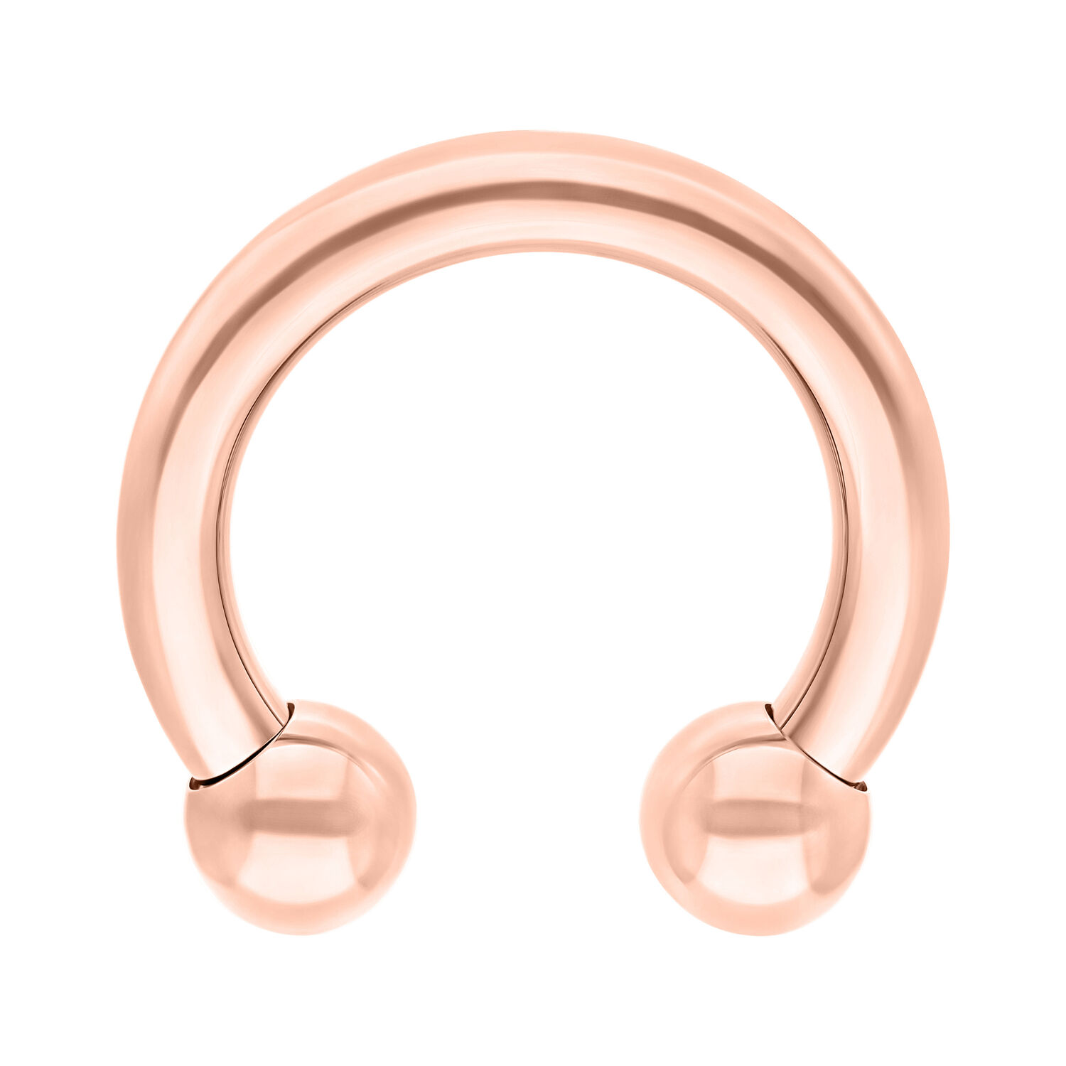 Barbell circulaire en titane rose doré Barbell circulaire en titane couleur rose doré sur fond blanc